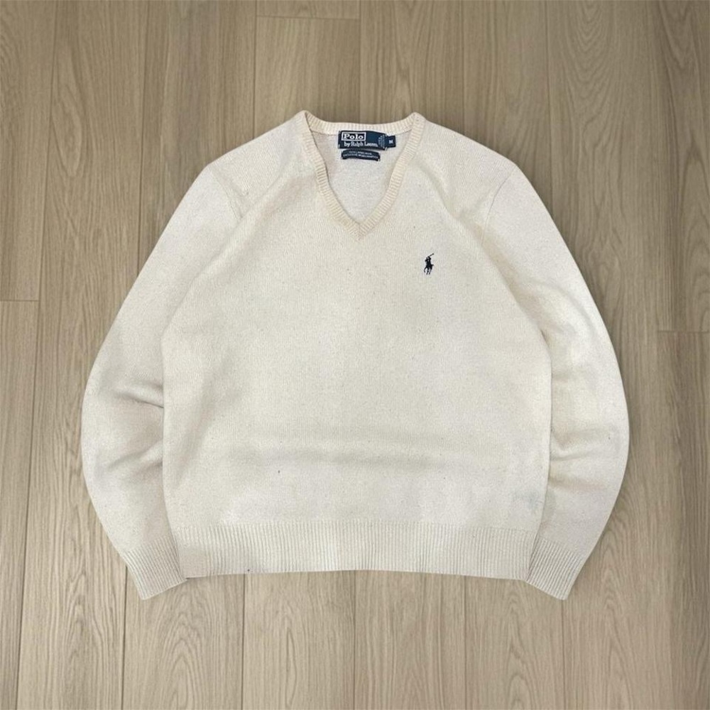 Vintage Cream Polo Ralph Lauren sweater RL crewneck wool sweatshirt